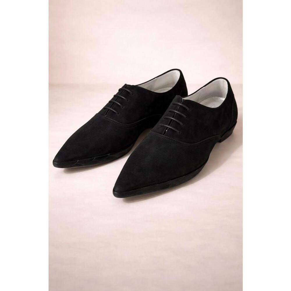Philippe Model Black NWB Suede Pointed-Toe Lace-Up Oxfords Women’s US 5